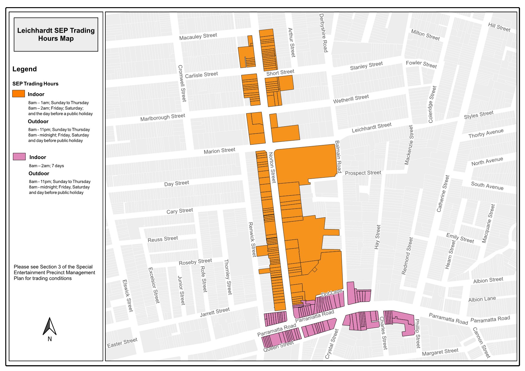 Special Precincts Inner West Council Leichhardt SEP Trading Hours Map 